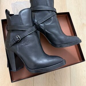 COACH Black Leather Ankle Boots